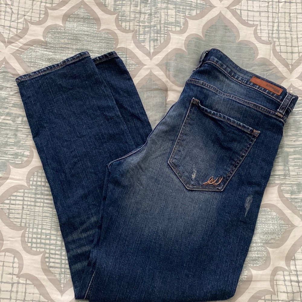 Express distressed dark wash jeans